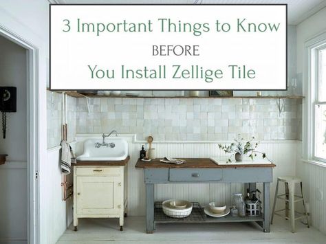 Zellige Tile Kitchen Backsplash Green, Zellige Tile Edge, Zellige Tile Bathroom, Colored Grout, Patterned Kitchen Tiles, Coloured Grout, Lovely Kitchen, Important Things To Know, Tile Edge