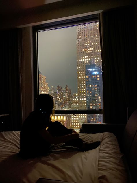 Nyc Hotel Room, New York Silhouette, Hotel View, Room View, Hotel Room, City Lights, The City, New York, Hotel