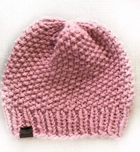 Free Knitting Pattern: Simple Seed Stitch Beanie Hat – Beccie B Creative Baby Hat Knitting Patterns Free, Beanie Pattern Free, Beanie Knitting Patterns Free, Knit Beanie Pattern, Beanie Outfit, Hat Diy, Baby Hat Knitting Pattern, Hat Patterns Free, Knitting Patterns Free Hats