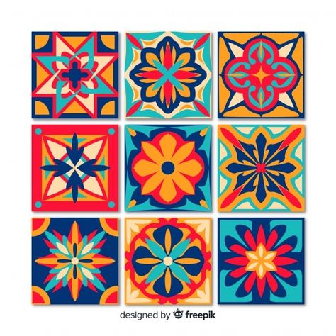 Decorativo pack de azulejos | Free Vector #Freepik #freevector #fondo #fondo-abstracto #abstracto #geometrico Classic Tile Design, White Floral Decor, Decoupage Paper Printable, Colorful Tile, Mini Printables, Hand Lettering Worksheet, Mexican Pattern, Abstract Tile, Pop Illustration