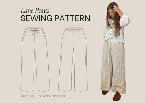 Lane Pants PDF Sewing Pattern Size Inclusive 0-34 Beginner Friendly Detailed Video Tutorial - Etsy New Zealand Wrap Jumpsuit, Pants Sewing Pattern, Paper Sewing Patterns, Reversible Vest, Womens Sewing Patterns, Sewing Pattern Sizes, Linen Trousers, Pajama Bottoms, Pants Pattern