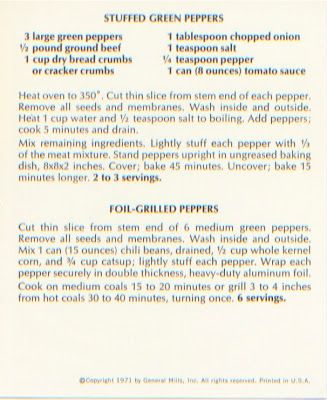 Betty Crocker Stuffing Recipe, Betty Crocker Stuffed Peppers, Stuffed Bell Peppers Traditional, Stuffed Peppers Betty Crocker, Grandmas Stuffed Peppers, Betty Crocker Recipe Card Library, Stuffed Bell Peppers Betty Crocker, Almost Stuffed Peppers, Betty Crocker Recipe Cards