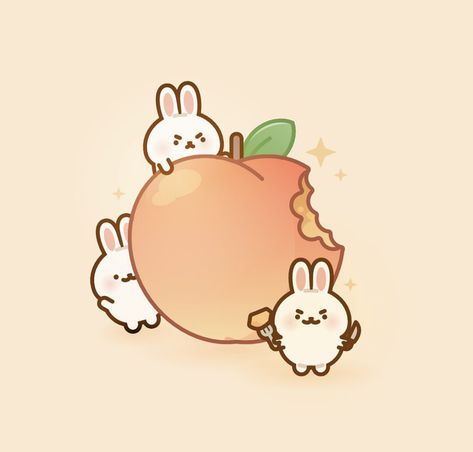 Peach Cute Drawing, Peach Art Cute, Peach Illustration Cute, Peach Drawing Cute, Peach Widgets, Peaches Drawing, Bunny Widget, Peaches Aesthetic, Peach Character