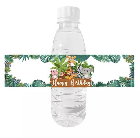 Decoration Jungle, Baby Shower Jungle, Jungle Animals Party, Water Bottle Labels Baby Shower, Safari Theme Birthday, Safari Birthday Party, Jungle Birthday, Water Bottle Label, Animal Birthday Party