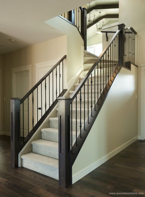 Contemporary Railing - Specialized Stair  Rail Stairs Contemporary, Iron Stairs, Stairs Railing, Interior Stair Railing, Wrought Iron Stair Railing, Stair Spindles, Contemporary Stairs, Handrail Design, Iron Stair Railing