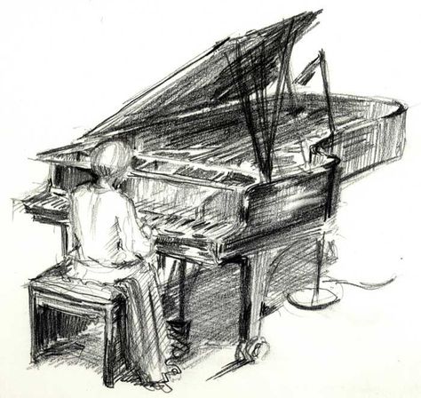 Piano Pictures, Grafic Art, Pencil Drawing Images, Piano Art, Pen Art Drawings, Charcoal Sketch, Art Album, Pencil Drawings Easy, Grand Piano