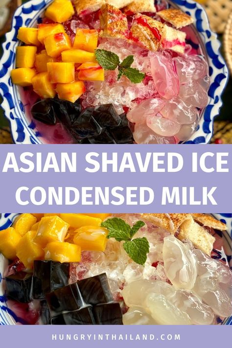 Taiwan Shaved Ice, Shaved Ice Aesthetic, Recipe Condensed Milk, Recipes Vietnamese, Thai Recipes Dessert, Shaved Ice Recipe, Shaved Ice Syrup, Apple Delight, Ice Recipe