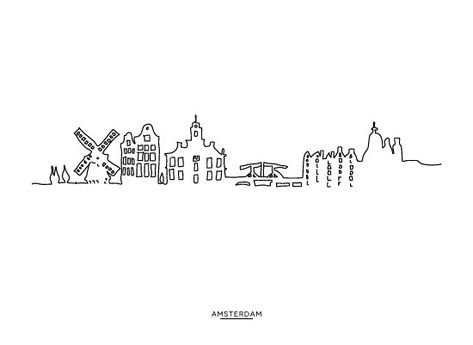 art prints - Skyline Line: Amsterdam at Minted.com Tattoo Ideas Amsterdam, Amsterdam Inspired Tattoo, Line Art Drawings Building, Amsterdam Doodle, Amsterdam Tattoo Ideas, Amsterdam Skyline Tattoo, Amsterdam Line Art, Amsterdam Skyline Drawing, Skyline Tattoo