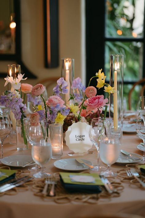 Acrylic table names, letterpress menus, hand calligraphy place cards, and gorgeous florals for this Palm Beach wedding.  Planner - @ ginamarieevents Venue - @ thebraziliancourt | @ cafebouludpb Photography - @ dmargerite Videography - @ neuenfilms Floral - @ luceloflor Stationery - @ we.are.volk Beauty - @ facetimebeauty Bar Cart - @ boozie_bluebell Rentals - @ islandpartyrentals | @ unearthedrentals Linen - @ bbjlatavola Cake/Desserts - @ earthandsugar Flower Bar Ideas, Wedding Table Name Cards, Calligraphy Place Cards, Bright Wedding Flowers, Wedding Table Decoration, Hand Calligraphy, Wedding Reception Flowers, Wedding Tablescape, Card Table Wedding