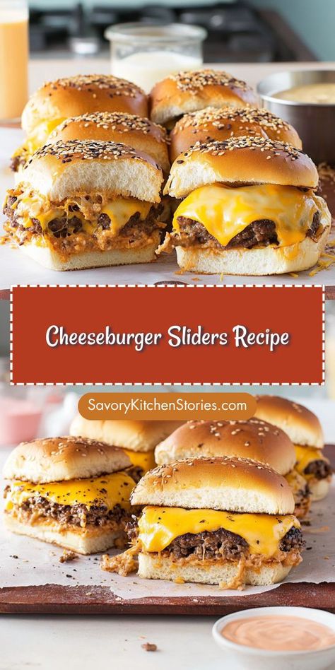 Want to elevate your weeknight dinners with something exciting? Our Cheeseburger Sliders Recipe is the ultimate comfort food that will satisfy everyone’s cravings! These sliders are perfect for sharing. Be sure to save this easy ground beef recipe for future meal inspiration! Baked Burger Sliders, Kings Hawaiian Cheeseburger Sliders, Easy Cheeseburger Sliders, Beef Sliders Recipes Hawaiian Rolls, Slider Recipes Hamburger, Quick Hamburger Meat Recipes Ground Beef Easy Dinners, Sliders With Hawaiian Rolls, What To Make With Ground Beef Easy, Slider Burgers