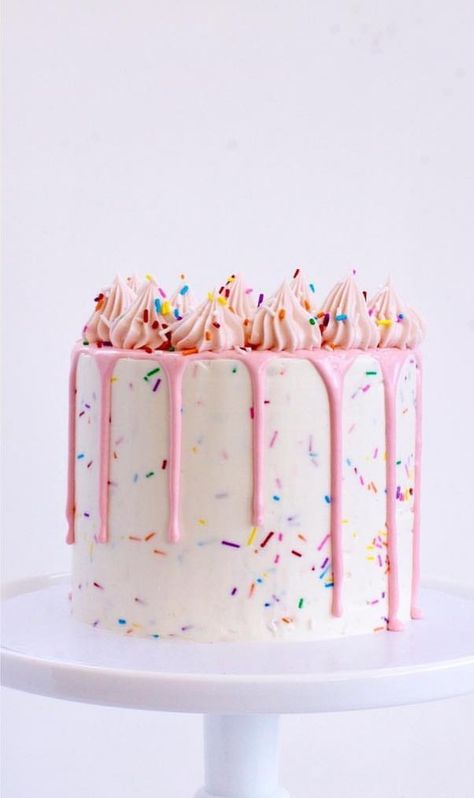 Sweet One Theme Smash Cake, Two Sweet Sheet Cake, Colorful 1st Birthday Cake, A Sweet One Birthday Cake, Pink Sprinkle Birthday Cake, Pastel First Birthday Cake, Simple Kids Birthday Cake, Pink Cake With Sprinkles, Sweet One Smash Cake