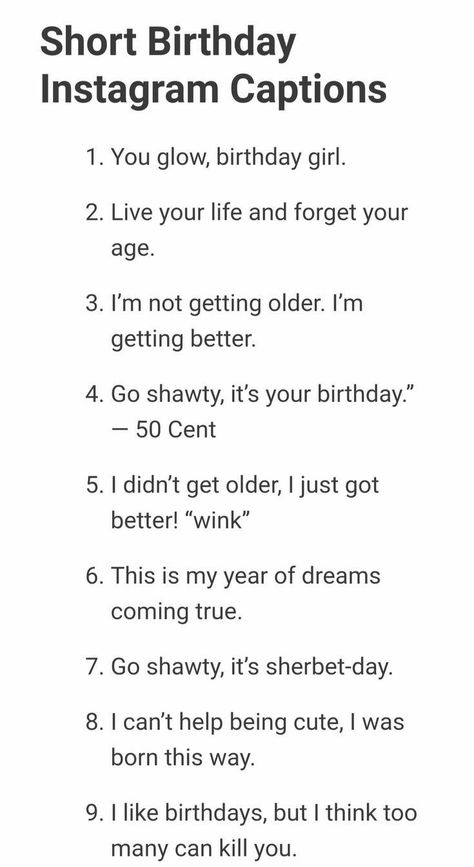 Short Birthday Captions Short Birthday Captions, Captions For Instagram Birthday, Instagram Captions Sweet, Birthday Caption For Sister, Birthday Captions For Myself, Sassy Captions, Captions Aesthetic, Captions Sassy, Birthday Dump