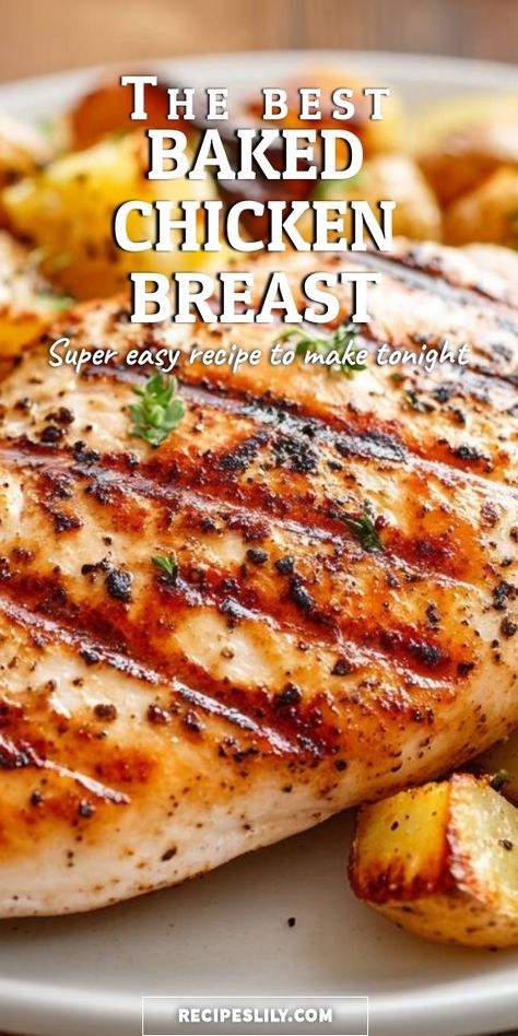 I can't wait to share this super easy baked chicken breast recipe with you! Juicy, tender, and packed with flavor, it's perfect for a quick weeknight dinner. Serve it with your favorite sides and enjoy a delicious meal tonight! Best Baked Chicken Breast Recipe, Easy Quick Chicken Breast Recipes, Best Chicken Breast Recipes Baked, Recipes For Chicken Breast Easy, Moist Chicken Breast In Oven, How To Cook Chicken Breast, Cheap Chicken Breast Recipes, Recipes For Baked Chicken, Quick Chicken Breast Dinner