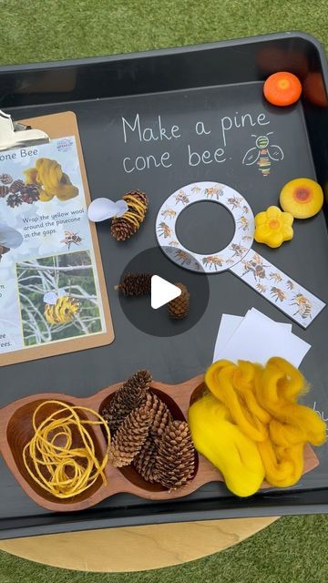 Katie Taylor on Instagram: "World bee day is on the 20th of May 🐝  My bee activity pack is full of nature crafts like this one, that are nice and easy to set up. There’s also a bee magnifier for you to go on a bee hunt!  Download from my website or join the membership to gain access to all of my resources 🌿 #worldbeeday #bees #eyfs #earlyyears #earlyyearsideas #earlyyearsoutdoor #earlyyearsoutdoors #earlyyearsoutdoormembership #outdoorlearning #nature rafts #teacher #teaching #teachingideas #teachingresources #earlyyearsteacher #receptionclass #tufftray #tufftrayideas #forestschool #forestschoolideas #fyp" Easy Bee Crafts For Kids, World Bee Day Activities, Bees Crafts For Kids, Bee Tuff Tray, Bees Eyfs, Bee Projects For Kids, Bee Day Activities, Bee Preschool Activities, Forest School Ideas