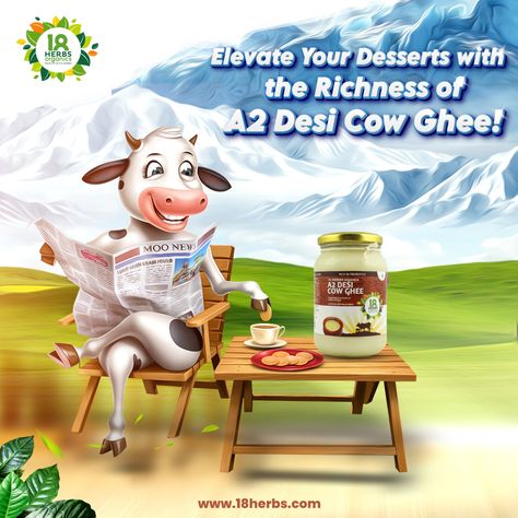 Indulge in the rich aroma and exquisite taste of our A2 Desi Ghee! 🌟 Unveil the secret behind its purity and health benefits. SHOP NOW:https://18herbs.com/products/18-herbs-organics-a2-desi-cow-ghee . . . #GheeMagic #NaturalCulinary #ghee #natural #GheePerfection #PureFlavor #HerbalElegance #naturalghee #GheeMagic #FlavorfulElegance #NaturalGhee #18herbs #18herbsorganics Ghee In Coffee, Desi Ghee Creative Ads, Ghee Creative Ads, Butter Photography, Desi Cow, New Year Post, Ghee Butter, Cow Ghee, Food Poster Design