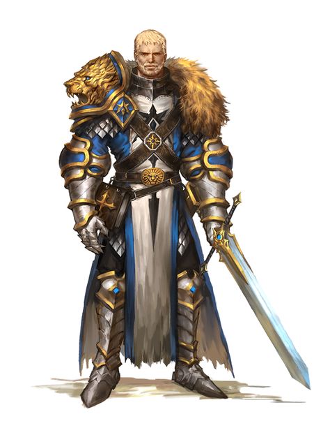 Human Male Paladin Knight - Pathfinder PFRPG DND D&D d20 fantasy Dnd Paladin, Heroic Fantasy, Armadura Medieval, Dungeons And Dragons Characters, Dnd Art, Fantasy Armor, High Fantasy, Armor Concept, Fantasy Warrior