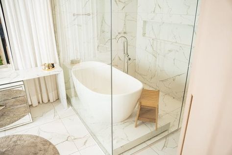 Why a walk-in shower with a tub may be right option - Tracy Tesmer Design Shower With Tub Inside Walk In, Custom Bathroom Cabinets, Bathtub Shower Combo, Refinish Bathtub, Sophisticated Bathroom, Kitchen And Bath Remodeling, How Do You Clean, Bathroom Tile Designs, Tub Shower Combo