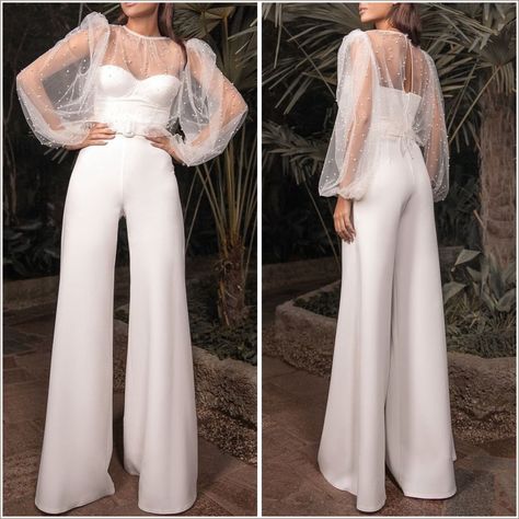 Wedding Jumpsuit The Bride - We'll save you many hours of searching. Just click to visit and get what you need NOW! White Long Sleeve Jumpsuit Wedding, Reception Two Piece Jumpsuit, Wedding Rehearsal Jumpsuit For Bride, Wedding Paint Suit Women, White Romper Wedding Jumpsuits, Maid Of Honor Dress Jumpsuit, Simple White Jumpsuit Wedding, White Reception Jumpsuit, Wedding Reception Pant Suit