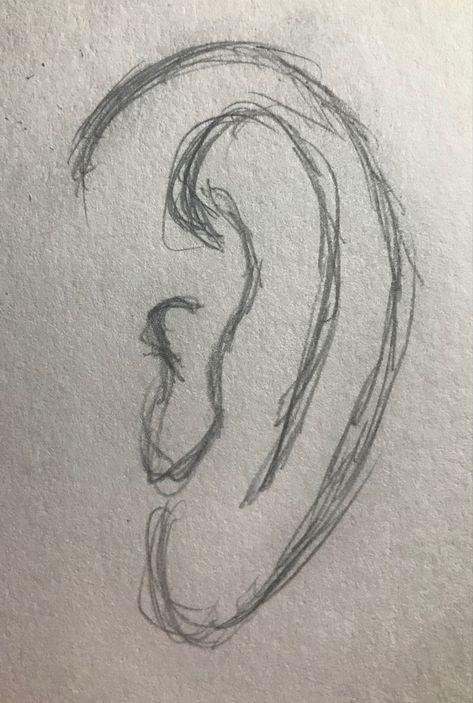 Ear Drawings Sketches, Easy Eye Sketches For Beginners, Simple Eye Sketch For Beginners, Y2k Drawing Sketch Eyes, Ear Sketch Simple, Beginner Sketches, Easy Flower Drawings, Pencil Drawings For Beginners, Cute Easy Doodles