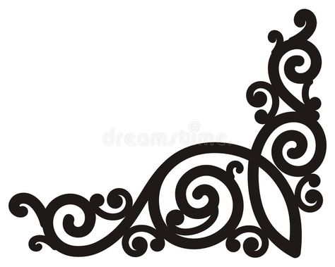 Swirl corner. Vector swirl corner border, isolated on white. Additional format - , #sponsored, #swirl, #border, #Vector, #Swirl, #corner #ad Scroll Vector, Ornamental Corner, Horse Stencil, Corner Border, Fern Design, Laser Cut Decor, Corner Borders, Fern Pattern, Stencils Printables