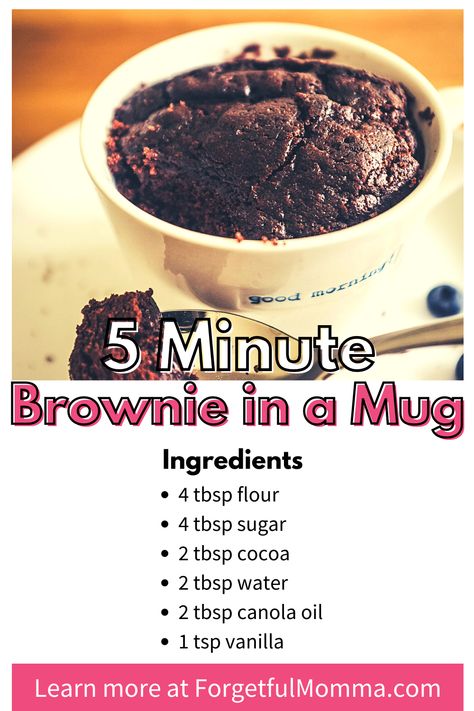 Mug Dessert Recipes, Mug Brownie Recipes, Dessert For One, Microwave Mug Recipes, Mug Recipe, Dessert In A Mug, Microwave Dessert, Easy Recipies, Brownie In A Mug