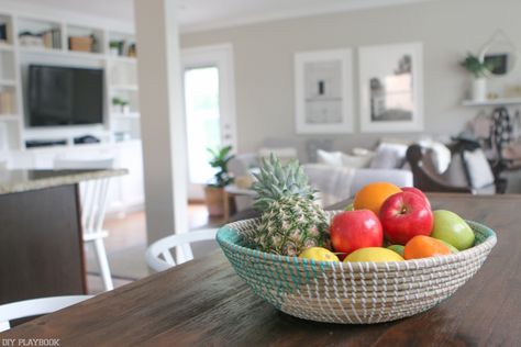 fruit_bowl Fruit Centerpieces Dining Table, Fruit Bowl Arrangements, Fruit Bowl On Island, Fruit Bowl On Dining Table, Kitchen Bench Fruit Bowl, Dining Table Fruit Bowl, Fruit Bowl Ideas Decor Counter Space, Fruit Bowl Display Kitchen Counter Space, Kitchen Island Fruit Bowl