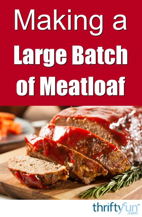 Making meatloaf for a large crowd will require you to estimate the number of servings per pound of meat and determining the best way to prepare and cook the loaves. This is a guide about making a large batch of meatloaf. Meatloaf For Large Crowd, Meatloaf Recipes For A Crowd, Meatloaf For 50 People, Meatloaf For A Crowd Easy Recipes, Large Meatloaf Recipe, Meatloaf For A Crowd, Beef For A Crowd Main Courses, Meatloaf In Loaf Pan, Rempel Family Meatloaf