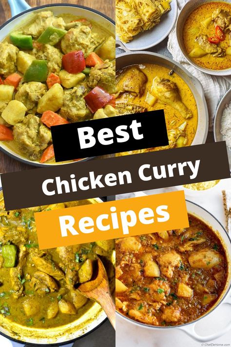 TOP 12 CHICKEN CURRY RECIPES FROM AROUND THE WORLD Curried Chicken Recipes, Authentic Curry Recipes, Easy Curry Chicken Recipes, Best Chicken Curry, Chicken And Chickpea Curry, Best Chicken Curry Recipe, Chicken Massaman Curry, Best Baklava Recipe, Chicken Breast Curry