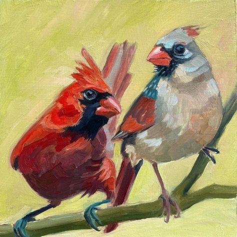 Female Cardinals, Cardinal Pair, Female Cardinal, Mini Ideas, Wine Painting, Cardinal Birds, Male And Female, Cardinals, Animal Photography