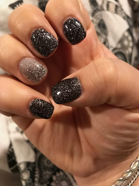 Black ~ Silver~ Glitter ~ Ombré New Year's Nails Gel Powder Dip Matte Make Up, New Years Eve Nails, Nails Dip, November Nails, Valentine Nails, Gel Powder, New Year's Nails, Dip Powder Nails, Dipped Nails