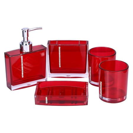 Features: 100% Brand new and high quality Perfect to meet your needs. Excellent Decoration for your home. Everyone loves it ~ Material: acrylic Color: RedPackage Included: 1pc * Emulsion bottle 1pc * Tooth Brush Holder 1pc * Soap Dish 2pcs * Gargle cup Note: Dear Customer, thank you for your supporting on our store. If you have any question, please feel free to send e-mail to tell us and we will try best to service you. Color: Red. Red Bathroom Accessories, Acrylic Bathroom, Tooth Brush Holder, Bad Accessoires, Red Bathroom, Bathroom Red, Tooth Brush, Bath Accessories Set, Bathroom Soap Dispenser