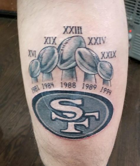 49ers Tattoo, 49ers Faithful, Tattoo Time, San Francisco 49ers Football, 49ers Football, Tattoo Stencil, Time Tattoos, Tattoo Stencils, San Francisco 49ers