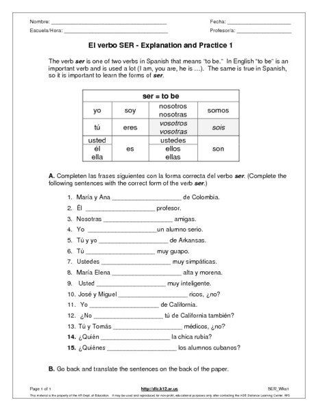 El Verbo Ser Worksheet Answers Inspirational 20 Page Spanish Scientific Notation Worksheet, Chemistry Worksheets, Space Coloring Pages, Spanish Lesson Plans, Spanish Worksheets, Spanish Teaching Resources, Spanish Verbs, The Verb, Verb Worksheets