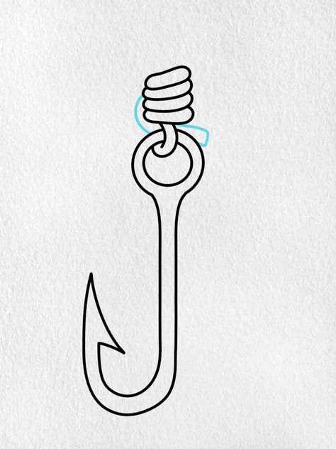 Hook Drawing, Fish On A Hook, Draw A Fish, Fishing Hooks, Fish Drawings, Types Of Fish, Fishing Hook, Drawing Easy, Learn How To Draw