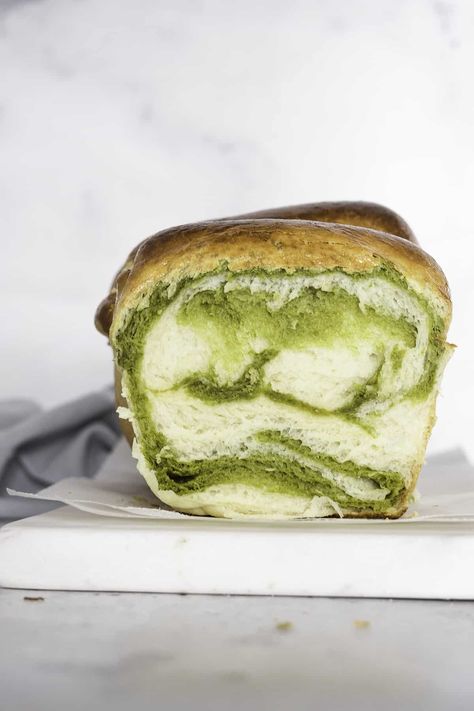 Matcha Milk Bread Matcha Milk Bread, Matcha Bread, Matcha Baking, Hokkaido Milk Bread, Sweet Matcha, Milk Bread Recipe, Japanese Milk Bread, Green Tea Matcha, Matcha Milk