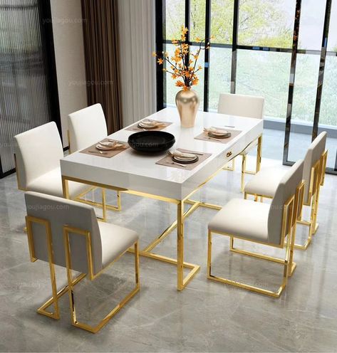 Iron Furniture Design, Luxury Dining Tables, Dinning Room Design, Dining Room Table Decor, Metal Furniture Design, Luxury Dining Room, House Furniture Design, Dining Table Design, Dining Table Marble