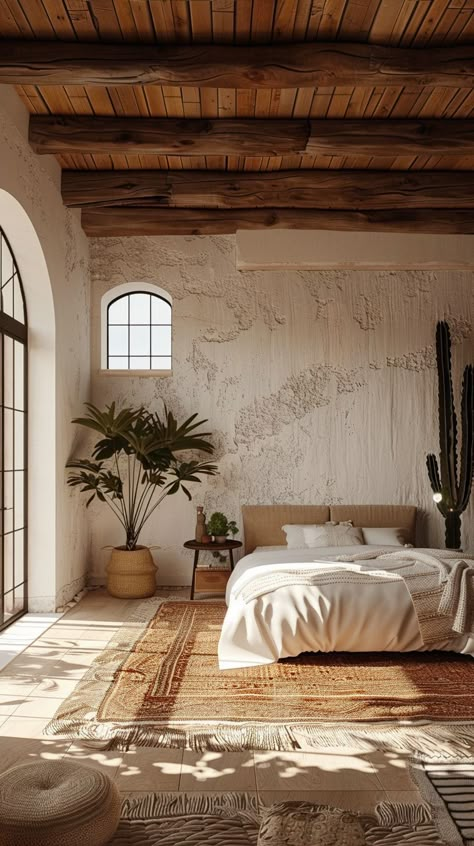 Modern Mexican Bedroom, Spanish Style Interior Design, Hacienda Style Bedroom, Tuscany Bedroom, Hacienda Interior, Hacienda Interior Design, Spanish Style Bedroom, Spanish Bedroom, Villa Style Home