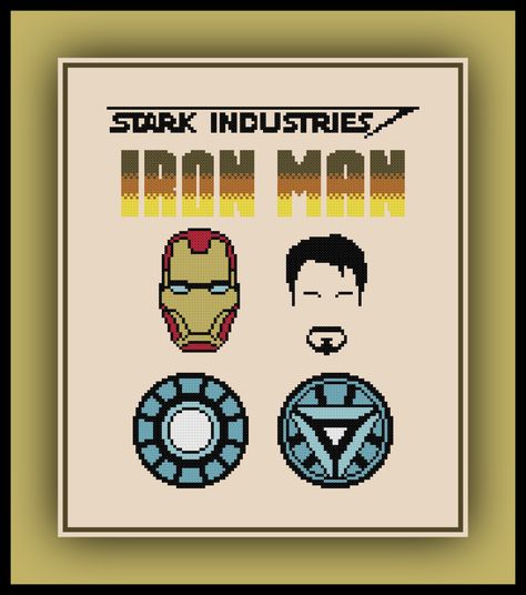 Iron Man Cross Stitch, Stark Industries Logo, Ironman Mask, Cross Stitch Star, Iron Man Logo, Geeky Cross Stitch Patterns, Iron Man Robert Downey Jr, Geeky Cross Stitch, Cross Stitch Quotes