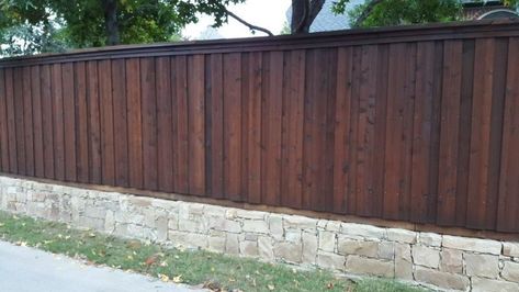 Wood Stain Ideas, Cedar Fence Stain, Staining Wood Fence, Fence Staining, Wood Fence Design, Fence Stain, Privacy Fence Designs, Cedar Fence, Dark Walnut Stain