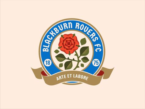 Blackburn Rovers FC by MissMarpl on Dribbble Football Logo Design Ideas, Nottingham Forest Fc, Football Logo Design, Organic Logo Design, Jewelry Logo Design, Football Logos, Blackburn Rovers, Vintage Football Shirts, City Logo