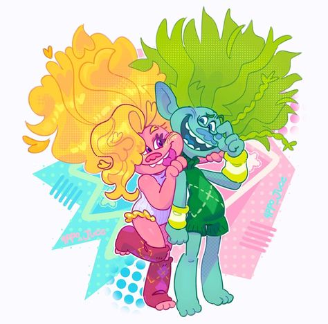 so glad i was finally able to draw Clay and Viva together !! i like them,,,💛 been wanting to for awhile 😼 - - -… | Instagram Viva And Clay, Clay Trolls, Amphibia Fanart, Trolls Band Together, Amphibia Fanart Ships, Poppy And Branch, Cartoon Ships, Trolls Movie, Dreamworks Trolls