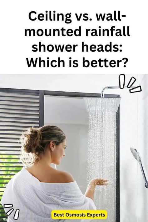 Ceiling vs. Wall-mounted Rainfall Shower heads: Which is better? 1 Ceiling Mounted Shower Head, Shower Luxury, Modern Shower Head, Plumbing Layout, Ceiling Shower Head, Spa Oasis, Luxury Bath Mats, Relaxation Station, Bathroom Layouts