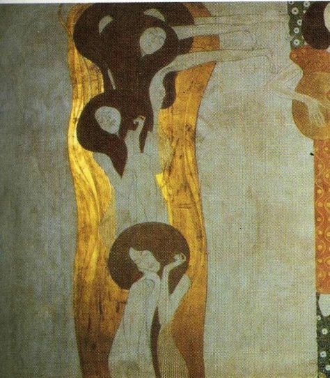 Klimt, The Beethoven Frieze Gustav Klimt Beethoven Frieze, Beethoven Frieze, Artemis Dreaming, But Is It Art, Klimt Art, Large Image, Random Art, A Level Art, Gustav Klimt