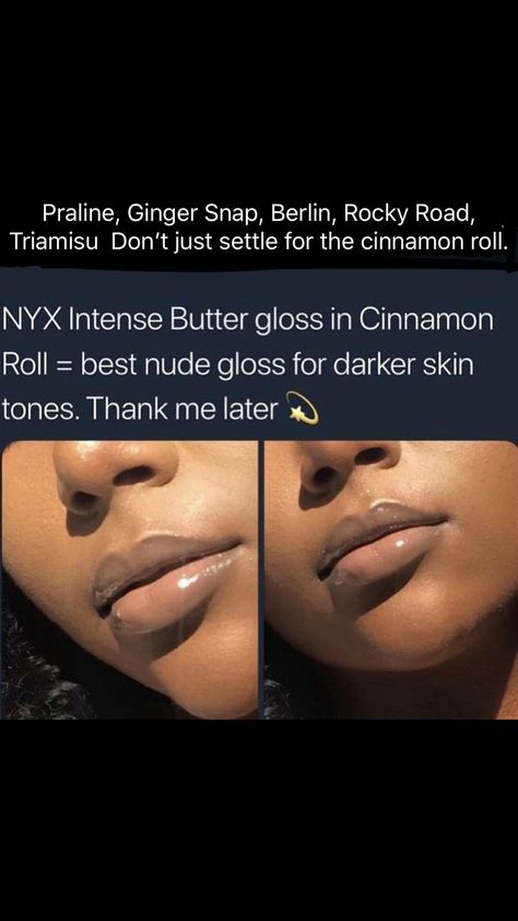 Butter Gloss Dark Skin, Nyx Butter Gloss Dark Skin, Zucchini Carbonara, Lips Care, Brown Girls Makeup, Nyx Butter, Nyx Butter Gloss, Butter Gloss, Makeup For Black Skin