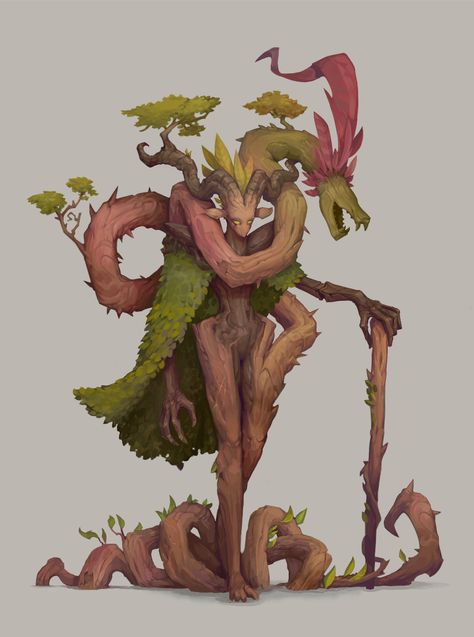 Tree Monster, Impostor Syndrome, Character Design Challenge, Humanoid Creatures, Arte Robot, Forest Creatures, Monster Concept Art, Dungeons And Dragons Characters, Dnd Art