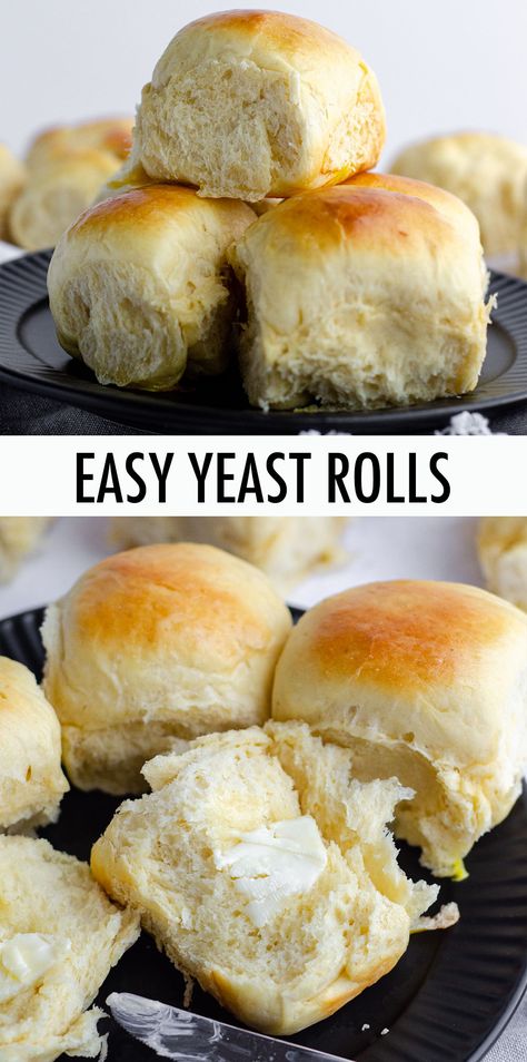 These easy yeast rolls are made with simple ingredients and are perfect for yeast bread beginners. This recipe results in soft, pillowy rolls that can be made ahead of time and allowed to rest overnight in the refrigerator or baked right away. via @frshaprilflours Instant Yeast Rolls, Refrigerator Yeast Rolls Recipe, Easy Bread Roll Recipe, Refrigerator Rolls, Yeast Roll Recipe, Easy Yeast Rolls, Yeast Rolls Recipe, Red Star Yeast, Bread Rolls Recipe