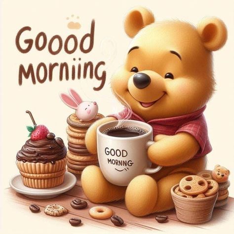 Gif Good Morning Images, Morning My Love, Good Morning Animals, Pooh Pictures, Good Morning Cartoon, Good Morning Wishes Gif, Good Morning Greeting Cards, Good Morning Funny Pictures, Winnie The Pooh Pictures