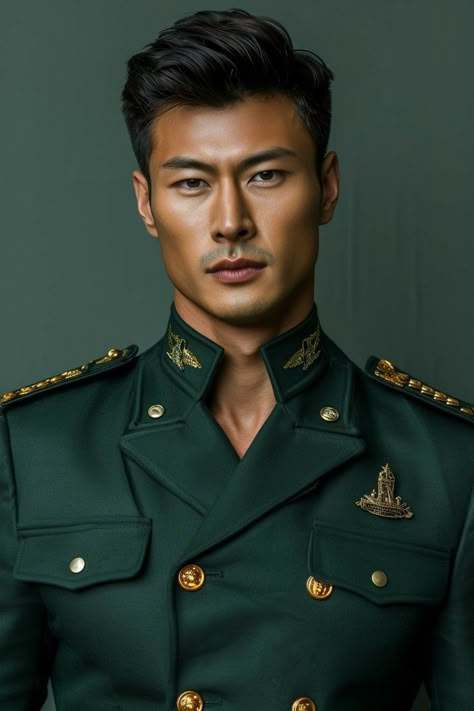 Asian Male Model, Spanish Men, Military Inspired Jacket, Latino Men, Hot Asian Men, Men In Uniform, Male Characters, Military Men, Character Design Male