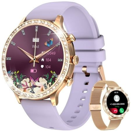 LIGE BW1837 Smart Watches for Android IOS Phone for Women have 1.32 inch 360*360px Large HD Screen,230mAh Powerful Battery Capacity,15Days Standby Time,5-7 Days Using Time.Built in Cellular Menu, Rotation Menu and List Menu You can Switch Each One.100+ Watch Faces Online, You can Choose any One. Create an Exclusive Feminine Beauty.It is suit for Android 5.0 +, IOS 10.0 + system.and you can DIY Exclusive Watch Face. Size: 43*9mm.  Color: Purple. Purple Smart Watch, Iphone Bluetooth, Fitness Watches For Women, Ios 10, Ios Phone, Smart Watches, Waterproof Watch, Fitness Watch, Mens Fashion Smart