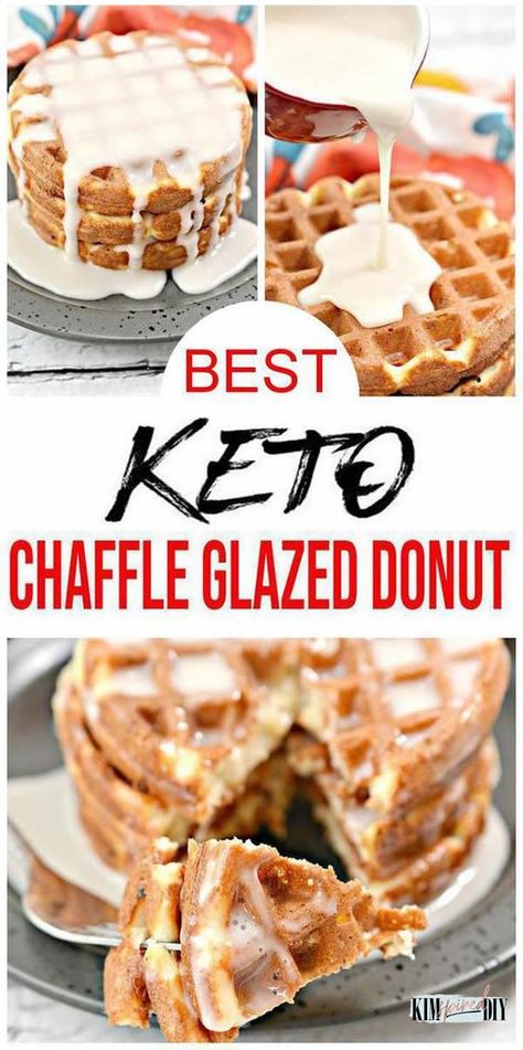 glaze donut chaffles Keto Glaze, Donut Waffle, Low Carb Chaffle, Sweet Chaffles, Donat Glaze, Glaze Donut, Easy Waffle Recipe, Chaffle Recipes, Glazed Doughnut